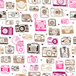 Seamless photo camera doodle pattern in vector