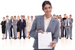 Woman holding a form
