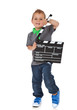 Foto: Glücklicher kleiner Junge mit Filmklappe Glücklicher kleiner Junge mit Filmklappe