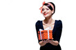Photo: gorgeous brunette with gift box gorgeous brunette with gift box