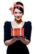 Photo: gorgeous brunette with gift box gorgeous brunette with gift box