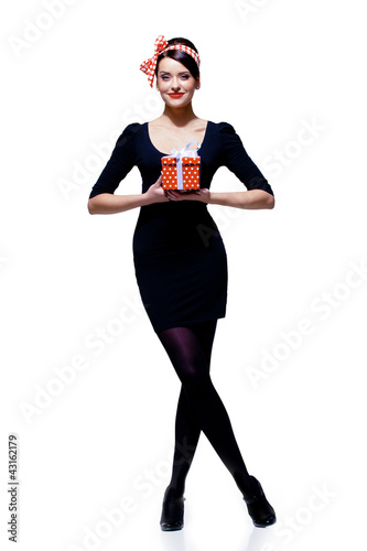 Photo: gorgeous brunette with gift box gorgeous brunette with gift box