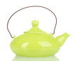 Green teapot isolated on white