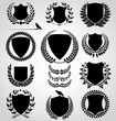 set - shield and laurel wreath
