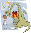 The boy and dragon. Cartoon