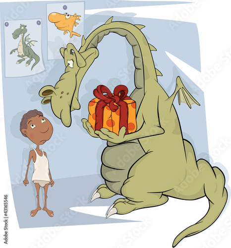 Vector: The boy and dragon. Cartoon The boy and dragon. Cartoon