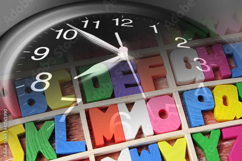 Illustration: Alphabets and Clock Alphabets and Clock