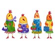Hens. Cartoon characters