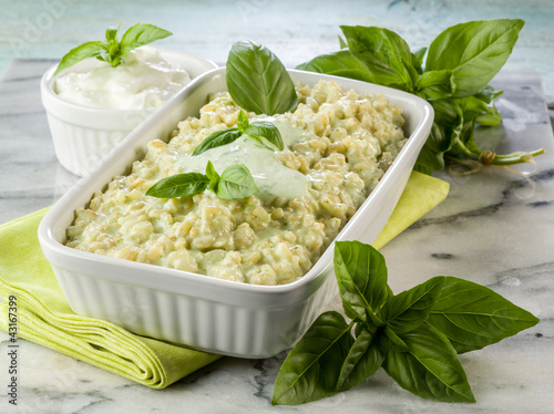 Photo: risotto with yogurt and basil healthy food risotto with yogurt and basil healthy food