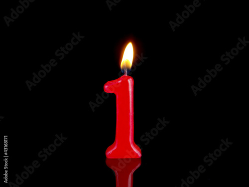 Photo: Birthday-anniversary candles showing Nr. 1 Birthday-anniversary candles showing Nr. 1