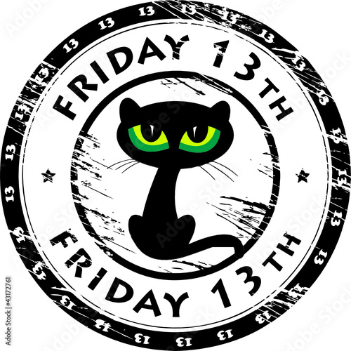 Vektor: Stamp with black cat and the words Friday 13th inside, vector Stamp with black cat and the words Friday 13th inside, vector