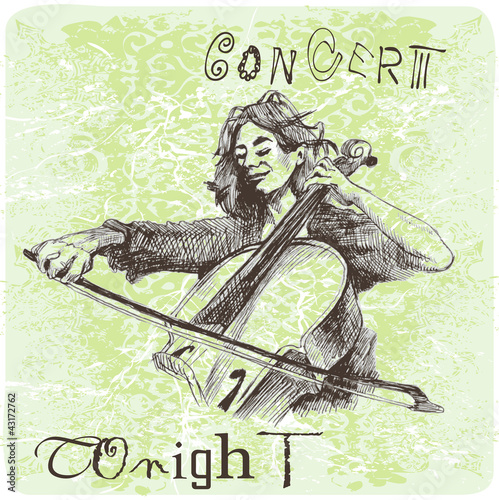 Vector: concert - girl with cello concert - girl with cello
