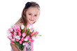 Photo: Junges Mädchen mit Blumenstrauß lacht Junges Mädchen mit Blumenstrauß lacht