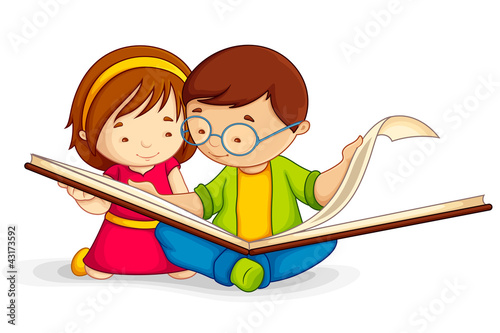 Vector: vector illustration of kid reading open book sitting on floor vector illustration of kid reading open book sitting on floor