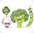 Vegetables smiles - mushroom, peas, broccoli, artichoke