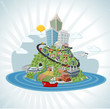 Vector: Colorful cartoon city Colorful cartoon city