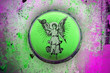 wonderful old tin can with angel motif on grunge background