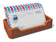 Wooden office desktop box with letters