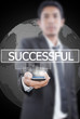 Businessman Holding mobile with Successful word.