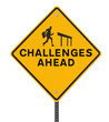 Photo: Challenges Ahead Sign on White Challenges Ahead Sign on White
