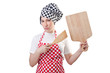 Woman cook isolated on the white