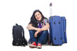 Girl preparing to travel for vacation
