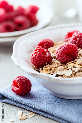 Photo: Muesli with fresh raspberries Muesli with fresh raspberries