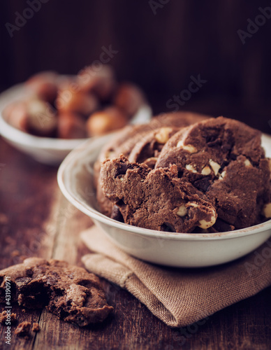 Photo: Chocolate and hazelnuts cookies in a bowl Chocolate and hazelnuts cookies in a bowl