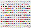 Big set wavy flags. Vector illustration
