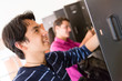 College students at the lockers