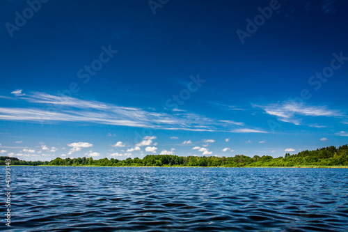 Photo: Blue lake and clear sky in summer Blue lake and clear sky in summer