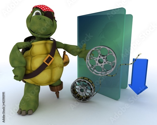 Illustration: Pirate Tortoise depicting illegal movie downloads Pirate Tortoise depicting illegal movie downloads