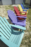 Photo: Rainbow colored wooden chairs, known as Maine Chairs, standing in a row outside on the Eastern Shore, Maryland Rainbow colored wooden chairs, known as Maine Chairs, standing in a row outside on the Eastern Shore, Maryland