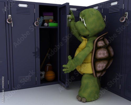 Illustration: tortoise with school locker tortoise with school locker