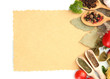 paper for recipes,vegetables and spices, isolated on white