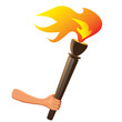 torch with flame on white background. Vector