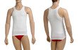 Mannequin with brief and vest on white background.