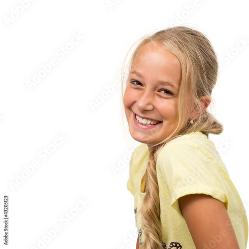 Photo: Laughing blond Girl, isolated Laughing blond Girl, isolated