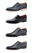 Foto: Stylish men's shoes on white. Stylish men's shoes on white.