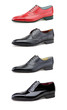 Foto: Stylish men's shoes on white. Stylish men's shoes on white.