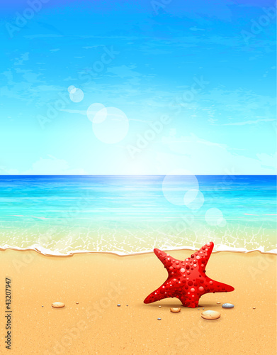 Vektor: Seascape vector illustration. Paradise beach. Seascape vector illustration. Paradise beach.