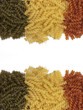 Pasta Fusilli, espirales de colores, marco
