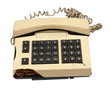 Telephone collection - crashed phone on white background