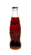 glass bottle of cola soda isolated on a white background