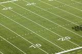 Photo: Football field of Creighton University Morrison Football Stadium showing the 10 yard and 20 yard lines with bright green grass, Omaha, Nebraska Football field of Creighton University Morrison Football Stadium showing the 10 yard and 20 yard lines with bright green grass, Omaha, Nebraska