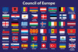 set of Council of Europe flags vector illustration