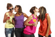 four girls have fun at the party, studio portrait