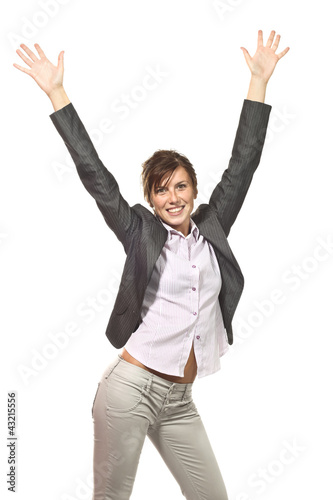 Photo: happy businesswoman portrait on white background happy businesswoman portrait on white background