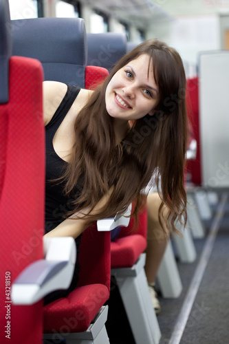 Photo: woman is in the train woman is in the train
