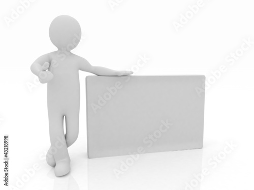 Illustration: 3d human with blank billboard isolated 3d human with blank billboard isolated